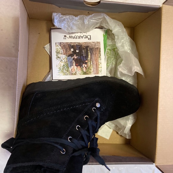 Black BearPaw Shearling Lace up Boots - Picture 4 of 7